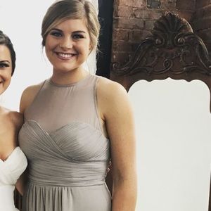 Gray High Neck/Razor Back Bridesmaid Dress